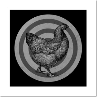 Vintage Hen Label BW Posters and Art